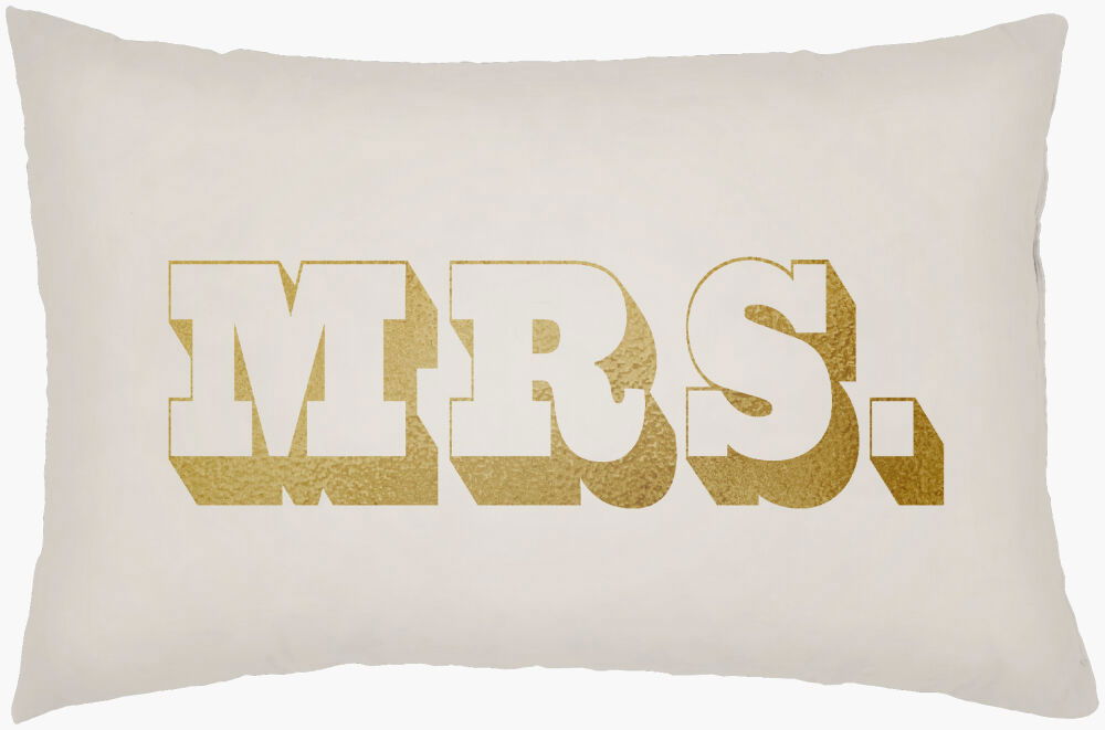 Mr & Mrs Lumbar Pillow, Decorative Pillow by Surya, 14" length x 22" width