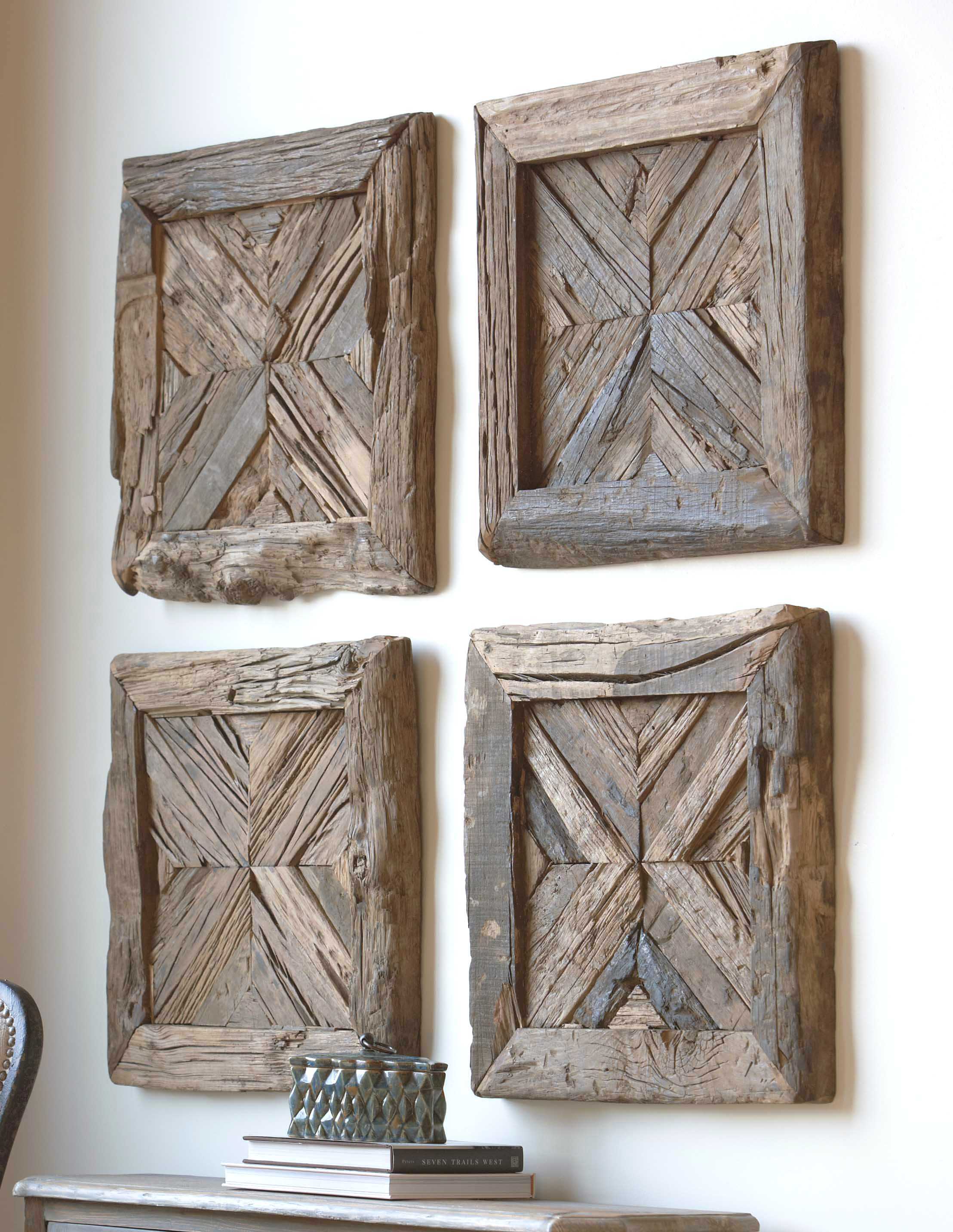 Rennick Reclaimed Wood Wall Art, Sculptural Wall Art by Uttermost, 21" width x 21" height x 2" depth View 2
