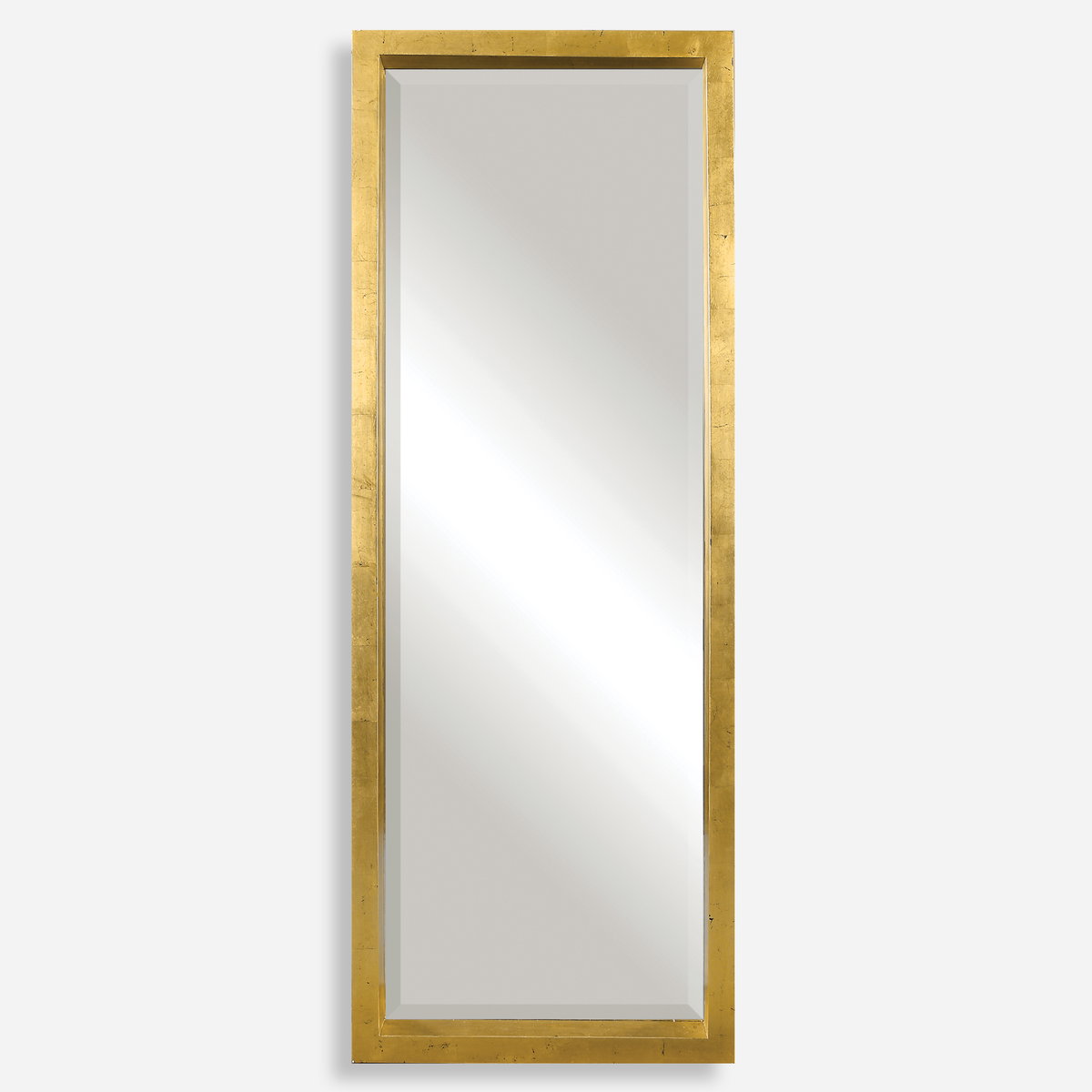 Edmonton Gold Leaner Mirror, Floor Mirror by Uttermost, 27.5" width x 75.5" height x 4.5" depth View 1
