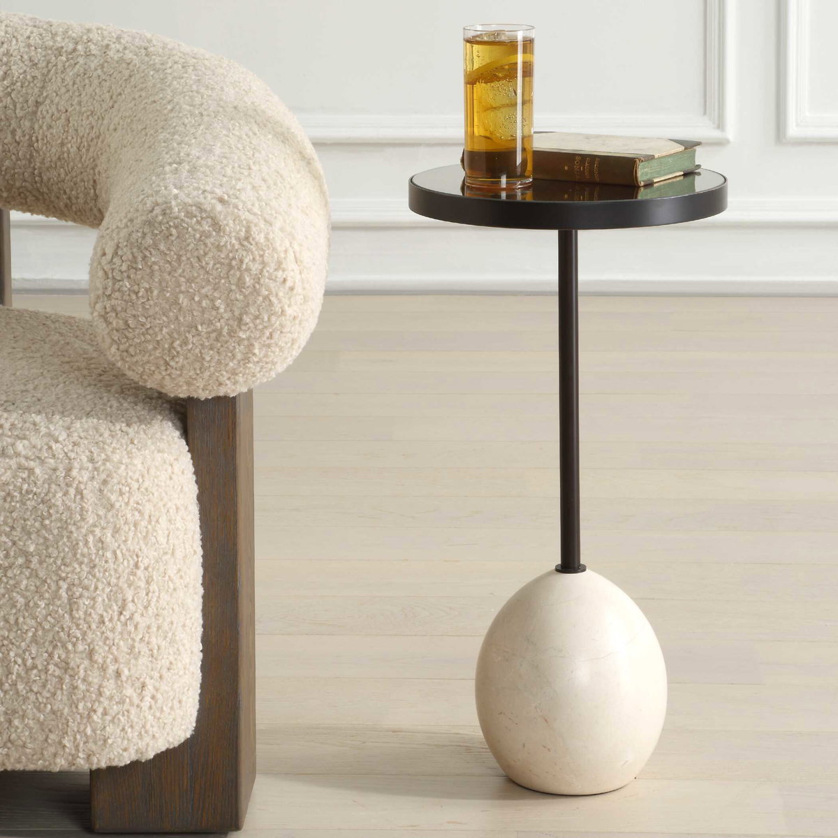 Odesa Marble Accent Table, Side & End Table by Uttermost, 11.75" width x 23" height x 11.75" depth View 2