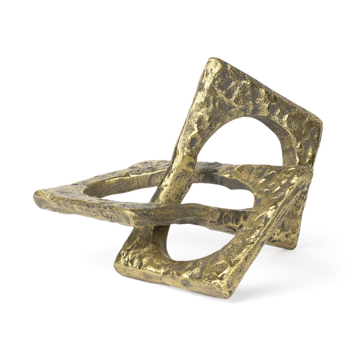 Delaunay I (Large) 10L X9W Gold Hammered Metal Interlinked Patterned, Decorative Object by Mercana, 10.14" length x 8.97" width x 5.07" height View 1