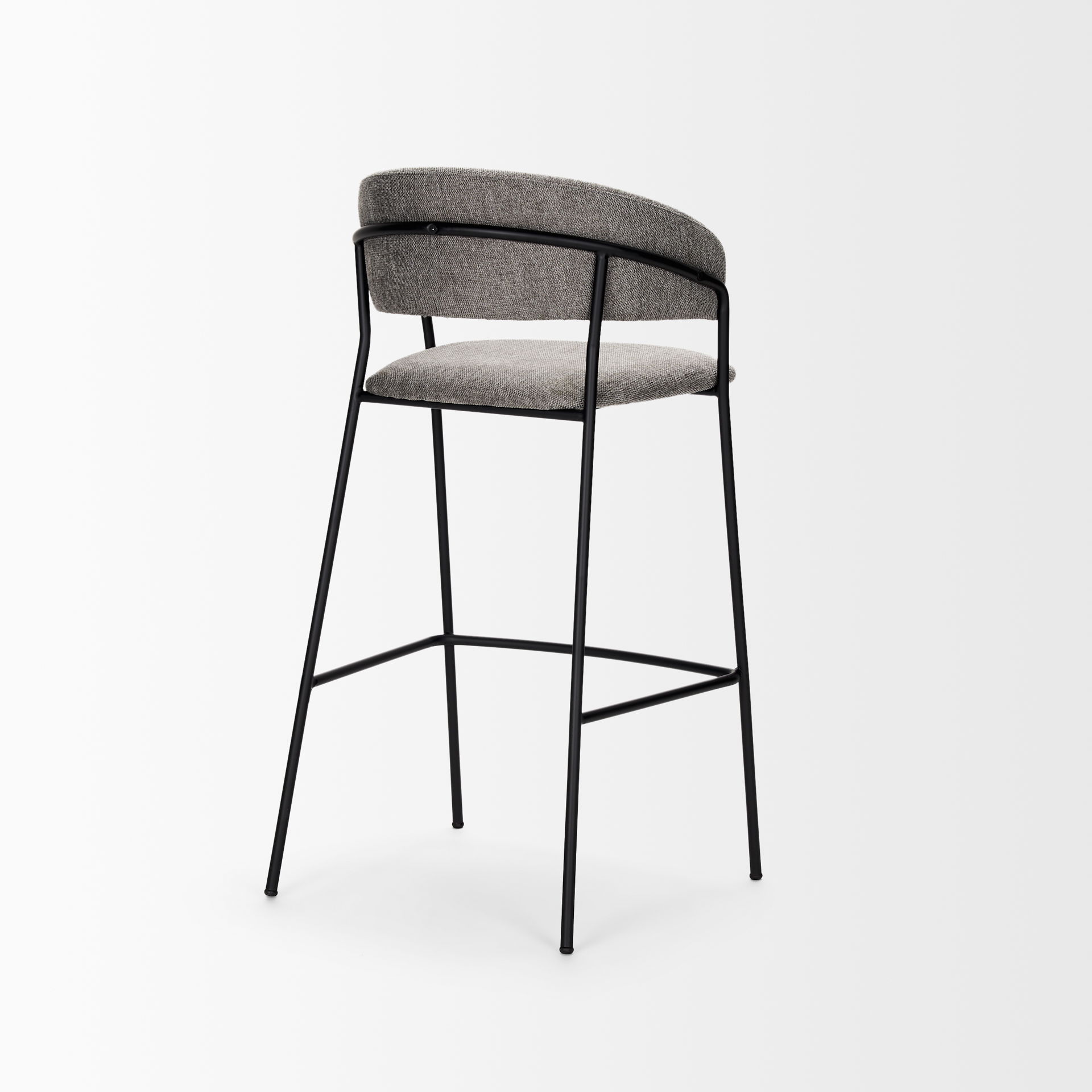 Carolyn Bar Stool with Gray Fabric & Matte Black Metal, Counter & Bar Stool by Mercana, 19.25" length x 20.4" width x 39.75" height View 6
