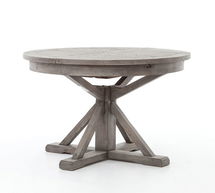 Online Designer Kitchen Hart Round Reclaimed Wood Pedestal Extending Dining Table, Black Olive, 47.5" - 63" L