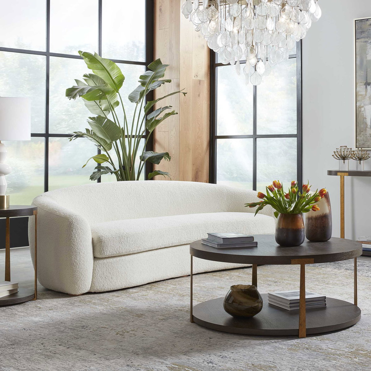 Capra Art Deco White Sofa, Sofas & Sectional by Uttermost, 90" width x 27" height x 38" depth View 2