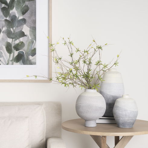 Blume 16.5H Off-White with Gray Textured Vase