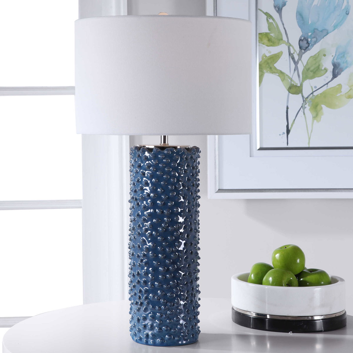 Ciji Blue Table Lamp, by Uttermost, 16" width x 29.5" height x 16" depth View 5