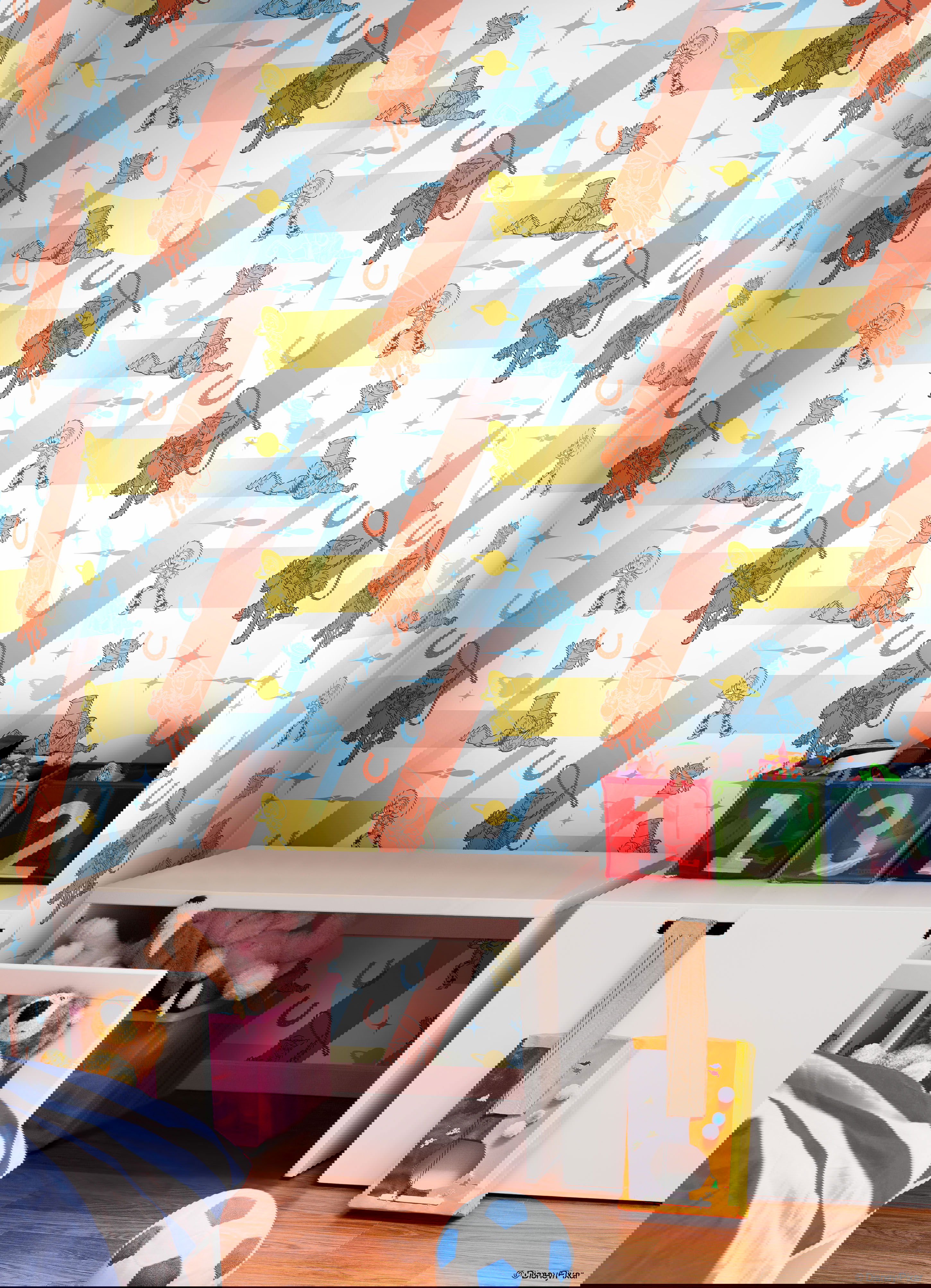 Disney & Pixar Toy Story 4 Retro Blue & Orange Wallpaper Disney & Pixar Toy Story 4 Retro Blue & Orange Wallpaper large image