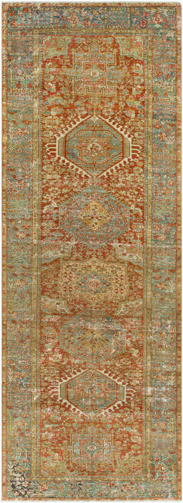 Antique One of a Kind Handmade Rug, by Surya, 12'3" length x 4'4" width