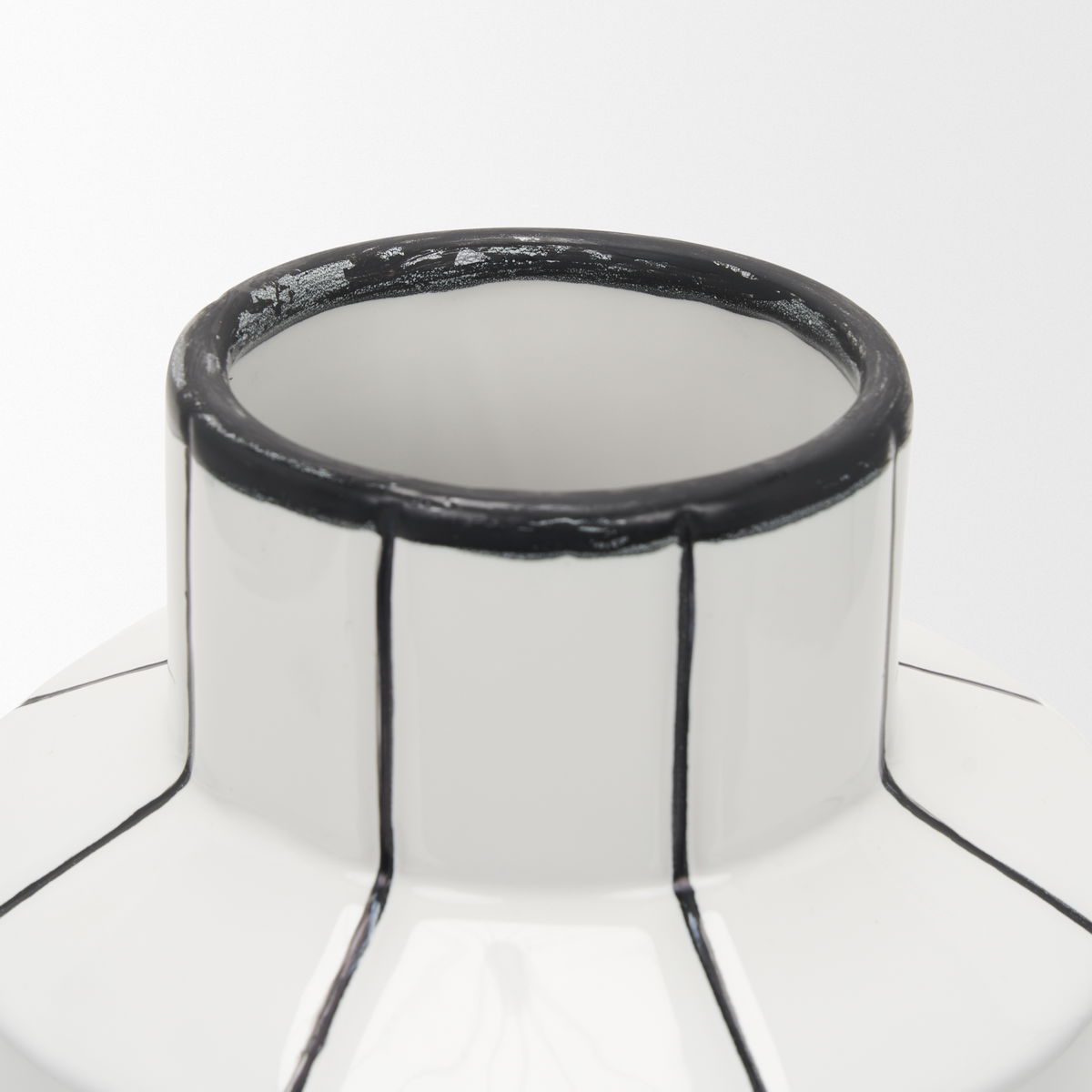 Dinah Small White with Black Stripes  Ceramic Vase, by Mercana, 8.07" length x 8.07" width x 12.99" height View 7