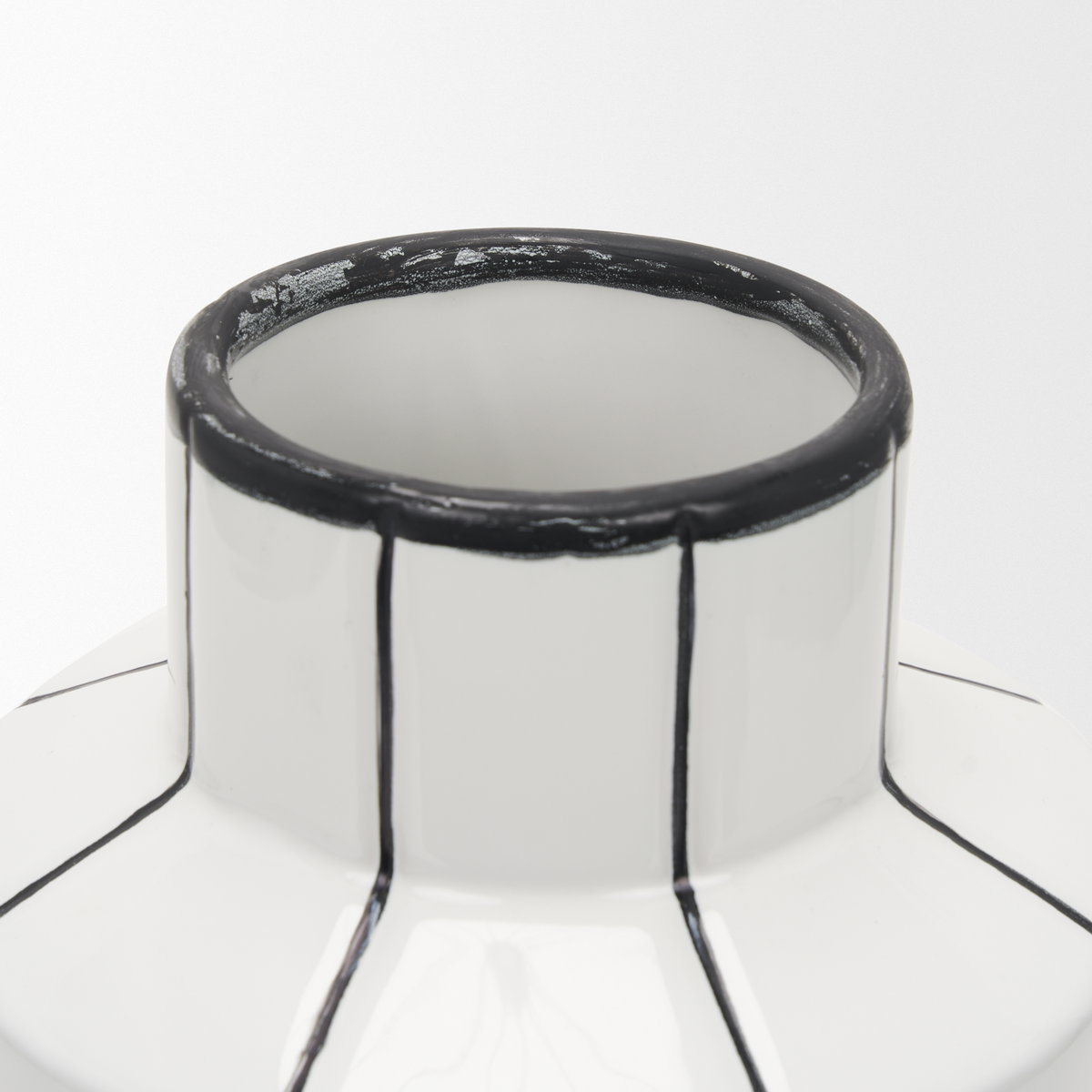 Dinah Small White with Black Stripes  Ceramic Vase, by Mercana, 8.07" length x 8.07" width x 12.99" height View 7