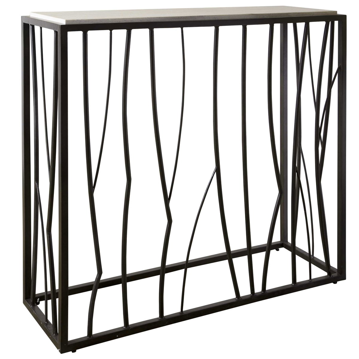 Reed Travertine Console Table, Furniture by Uttermost, 36" width x 35" height x 12" depth View 4