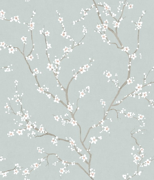 Cherry Blossom Blue Peel & Stick Wallpaper