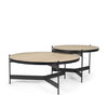 Wade Travertine Marble with Matte Black Metal Coffee Tables, by Mercana, 56" length x 32" width x 13.5" height thumbnail 1