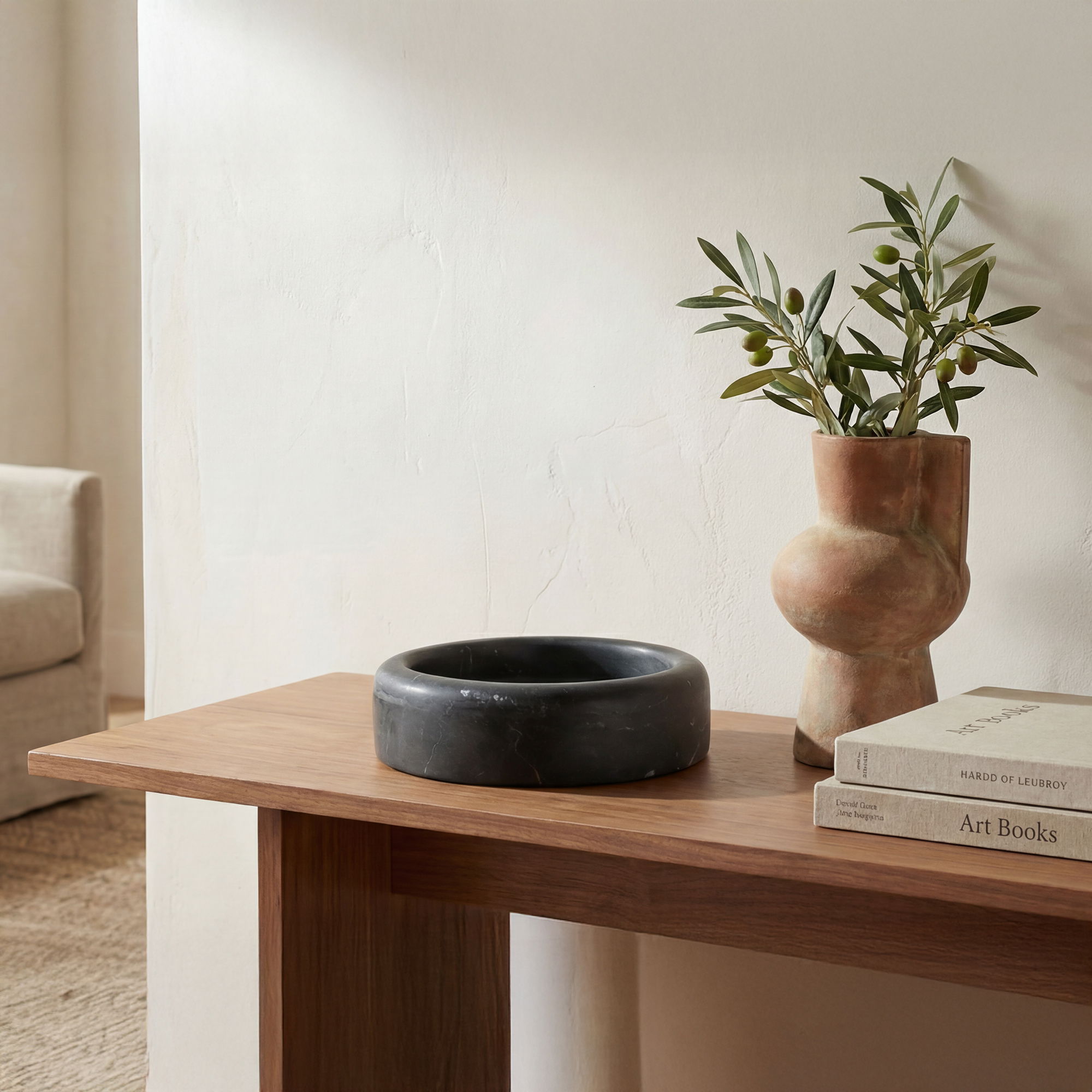 Anais Catchall Black Marble, Trays & Platter by Moe's Home, 8" width x 2.5" height x 8" depth View 4