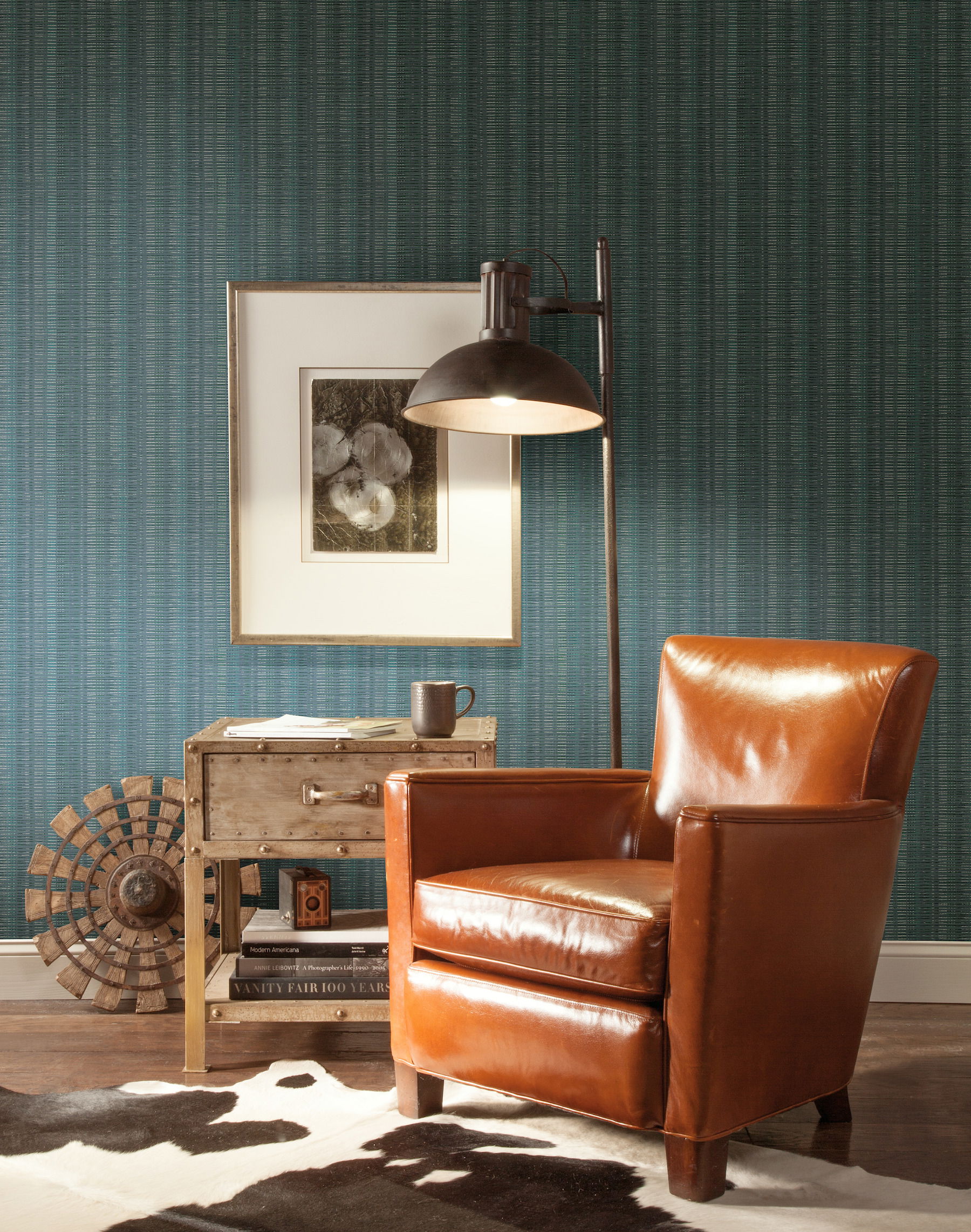 Blue Broken Boucle Stripe Wallpaper large image 