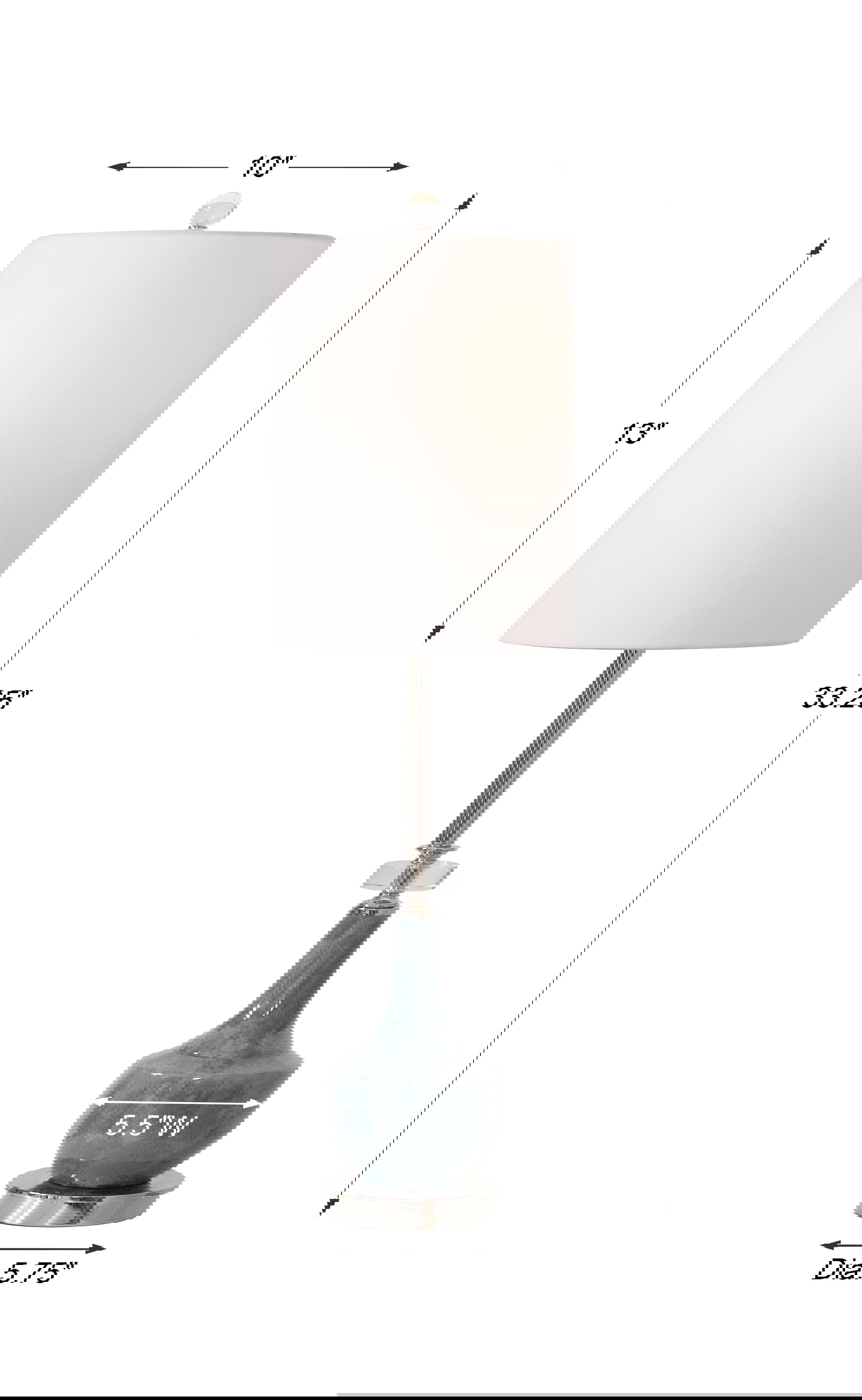 Piers Mottled Blue Buffet Lamp, by Uttermost, 10" width x 33.25" height x 10" depth View 3