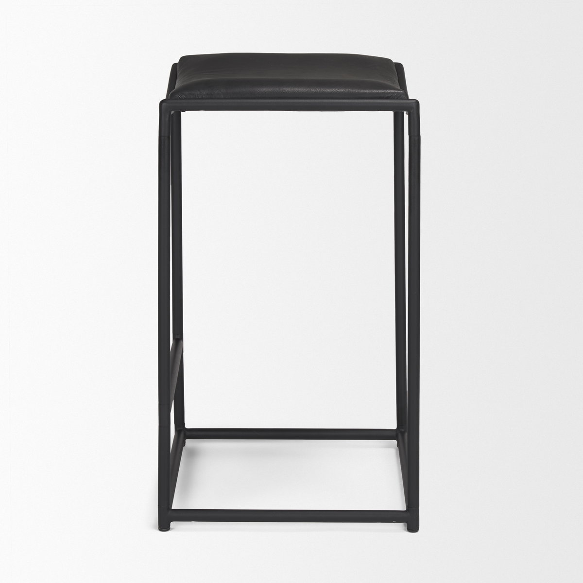 Taniel Backless 27.25in Seat Counter Stool | Black Leather with Metal, Counter & Bar Stool by Mercana, 18" length x 16" width x 27.75" height View 6