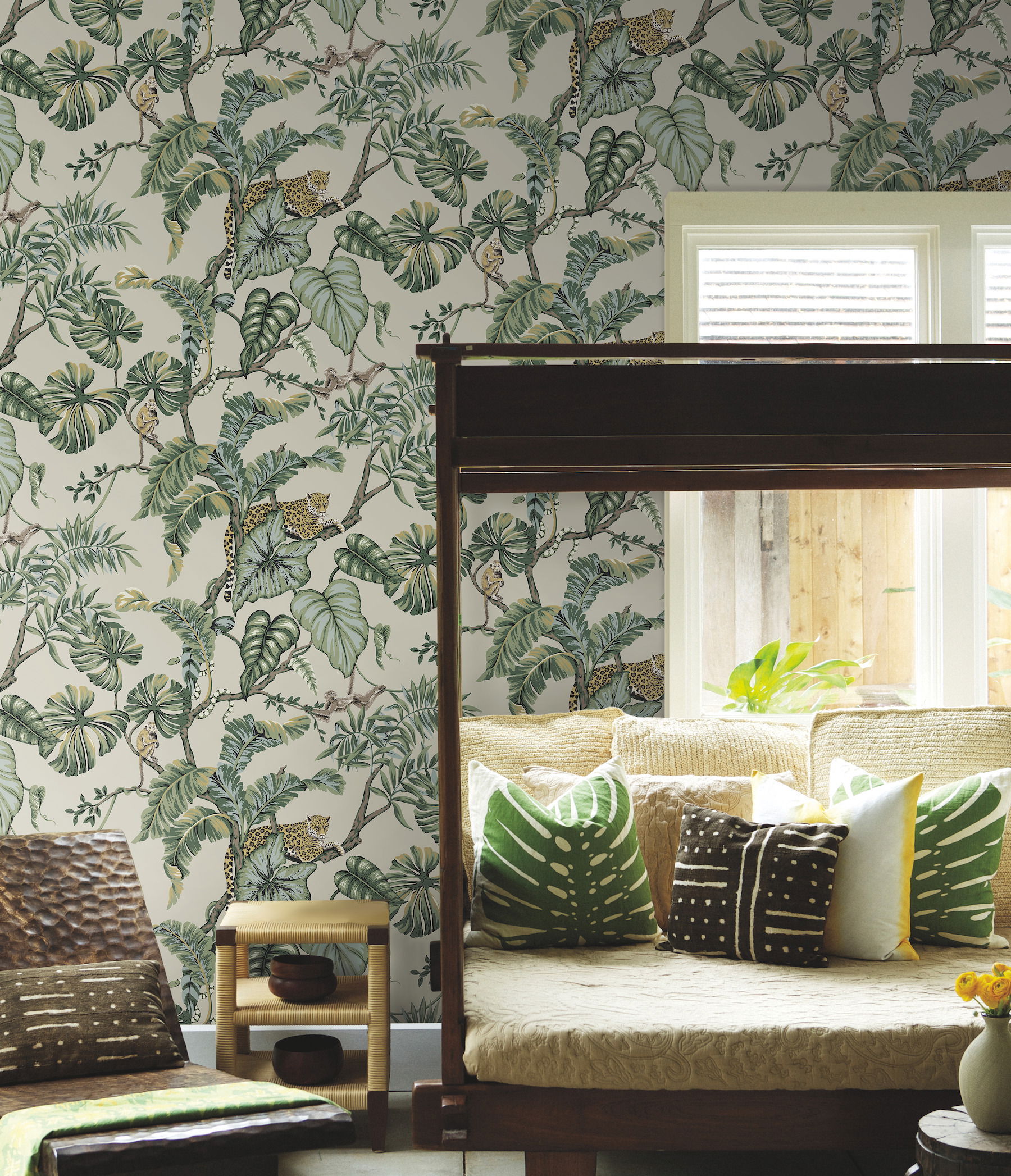 Jungle Cat Beige Wallpaper, by York Wall, 27' length x 2'3" width x 0.02" depth View 3