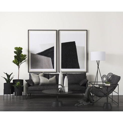 Cochrane 82L x 33W x 32.3 Black Leather Three Seater Sofa