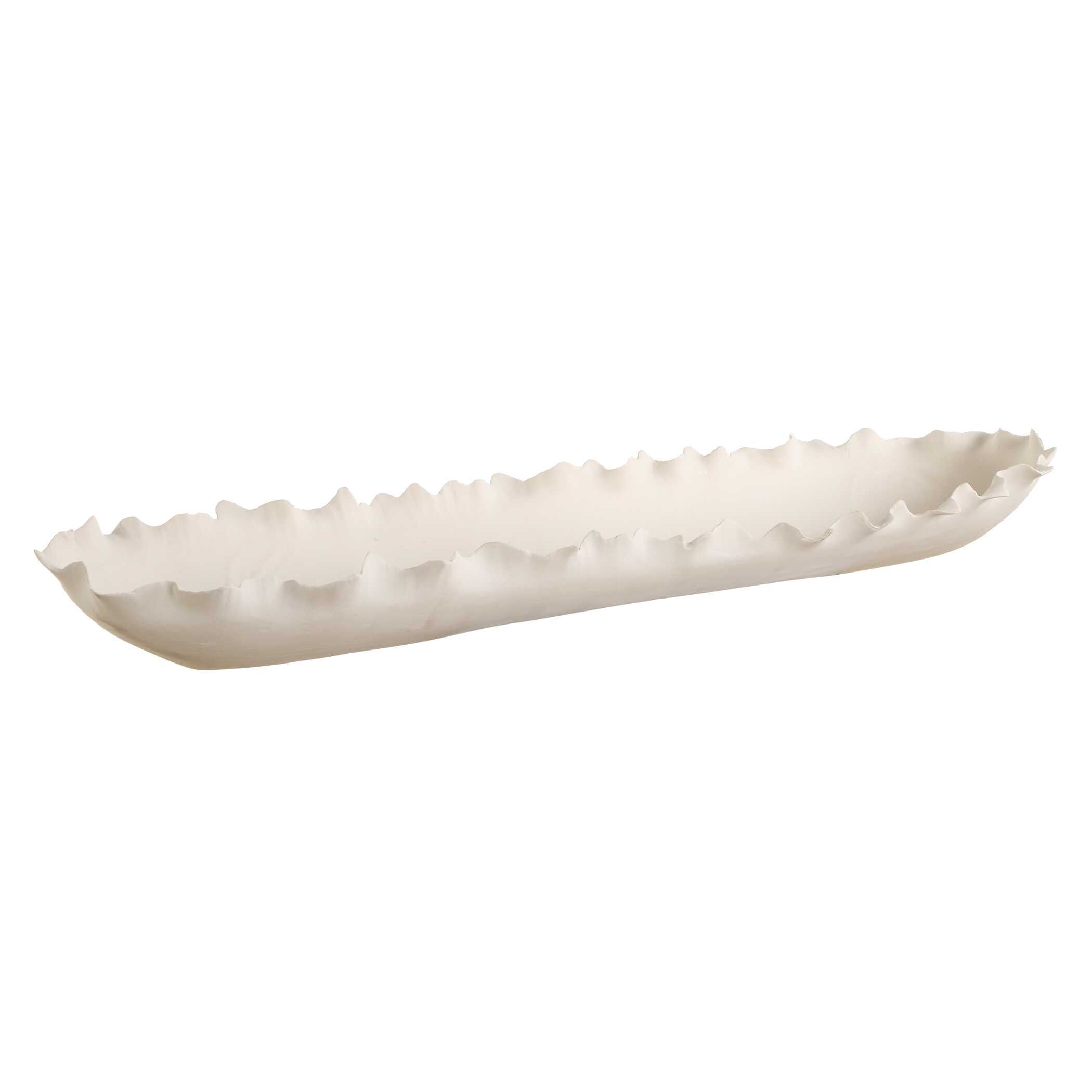 Ripple Crest White Bowl, Decorative by Uttermost, 32" width x 3" height x 7.5" depth View 4