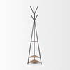 Everett Matte Black Metal with Two Wood Shelves Coat Rack, Stands, Racks & Hook by Mercana, 16.75" length x 16.75" width x 71" height thumbnail 3
