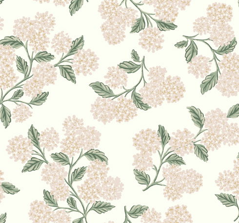Hydrangea Beige & Pink Wallpaper