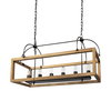 Josie (42'x14.5'x20') Natural Wood Chassis Six Light Chandelier, by Mercana, 42" length x 14.5" width x 20" height thumbnail 1