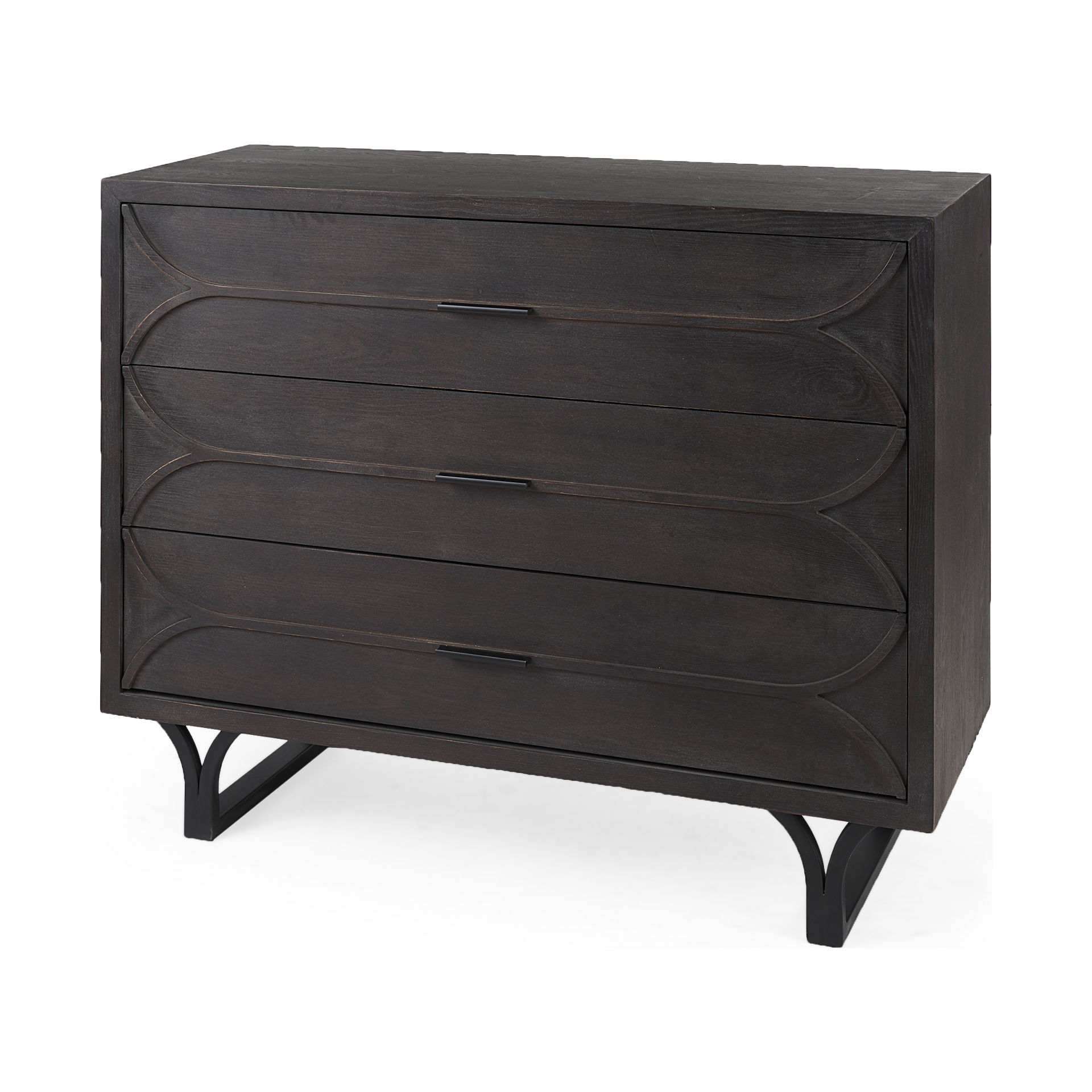 Giselle I 40L x 16W Dark Brown Fir Veneer 3 Drawer Accent Cabinet large image 