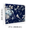 Parrots with Floral Bouquets Navy Peel & Stick Wallpaper thumbnail 5