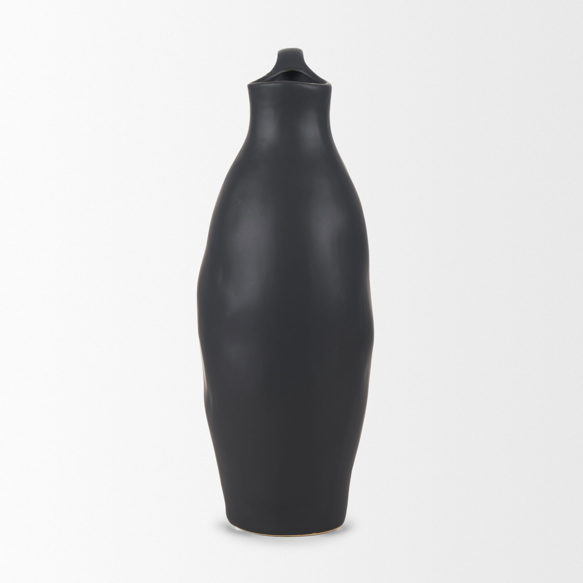 Valora Matte Black Ceramic Jug, Decorative Jar by Mercana, 7.09" length x 5.31" width x 14.76" height View 6