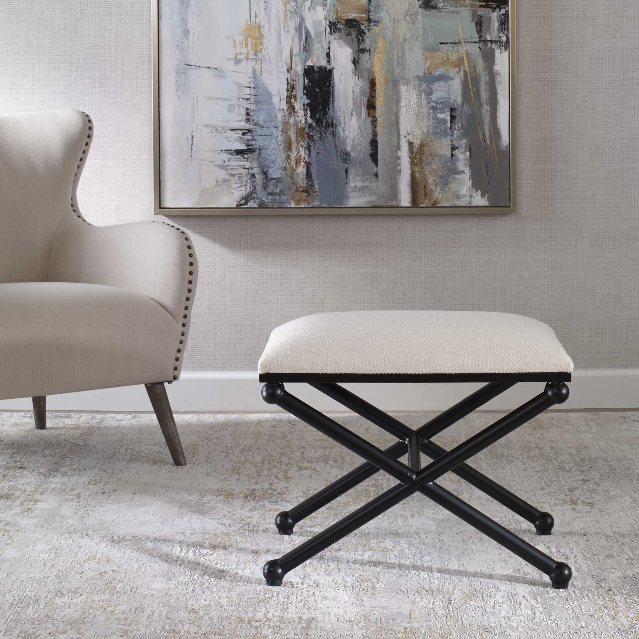 Andrews White Small Bench large image 
