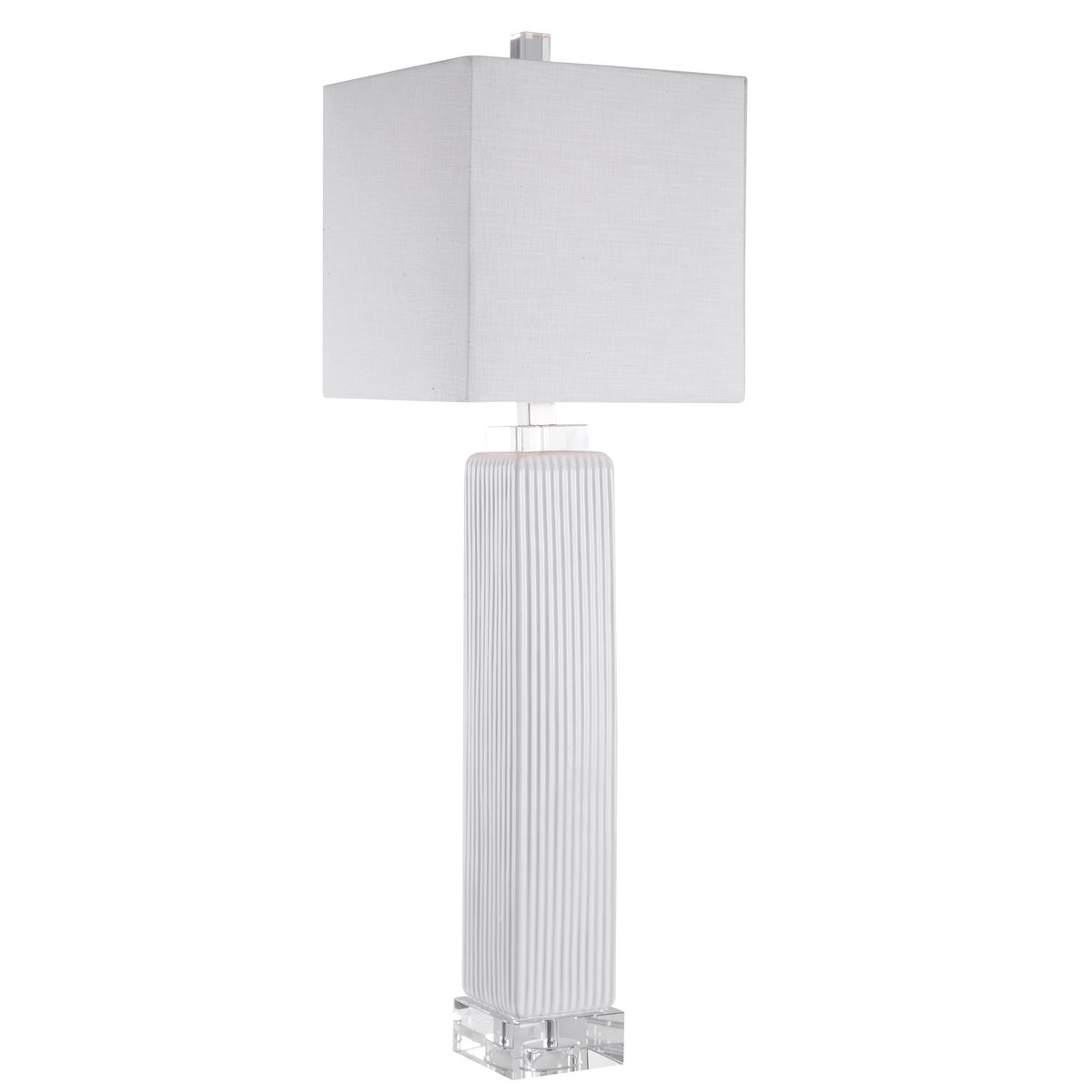 Bennett White Buffet Lamp, Table Lamp by Uttermost, 10" width x 32.5" height x 10" depth View 1