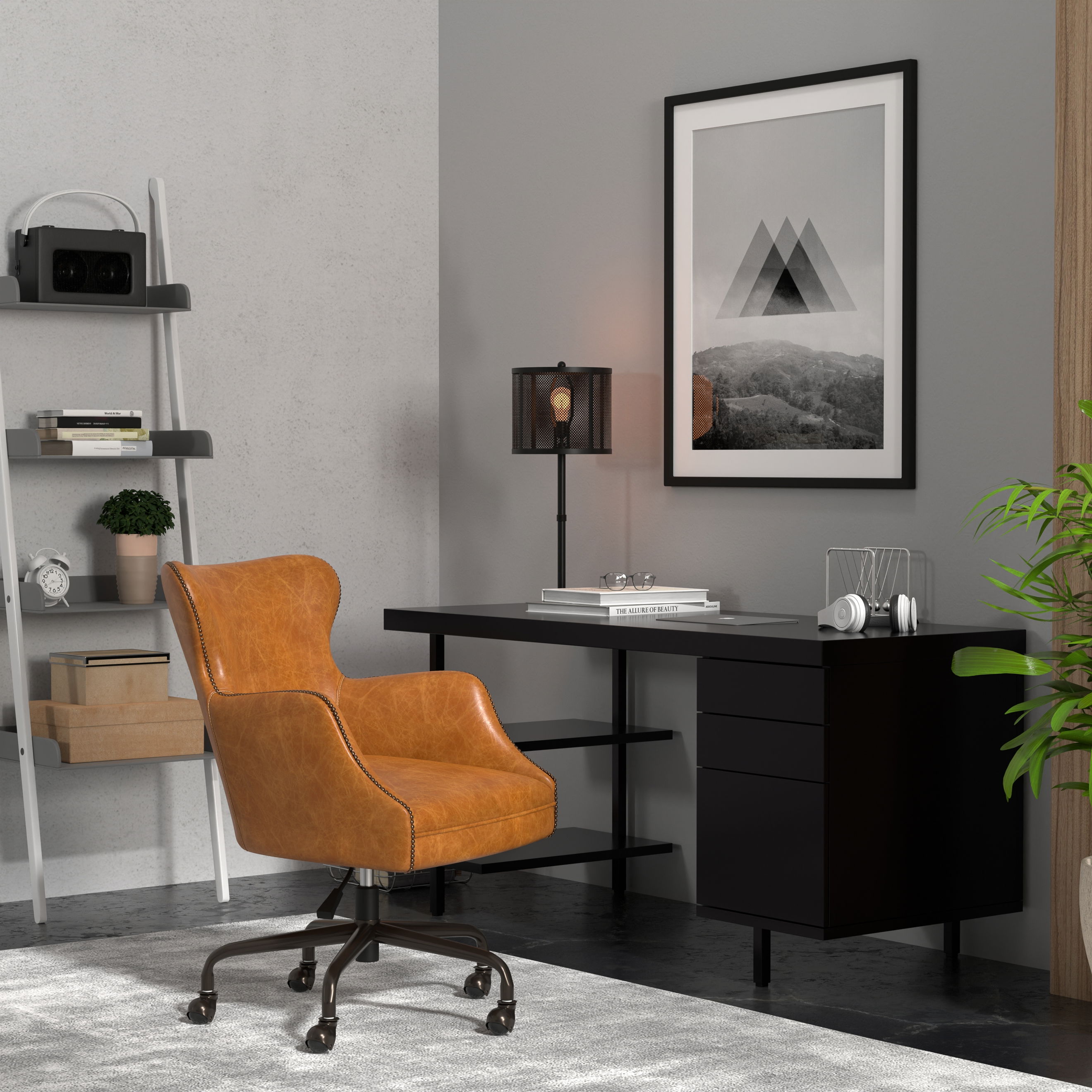 Andrew Jackson Desk Chair, Cuba Brown, Seating by Sarreid, 25" length x 29" width x 35" height View 14