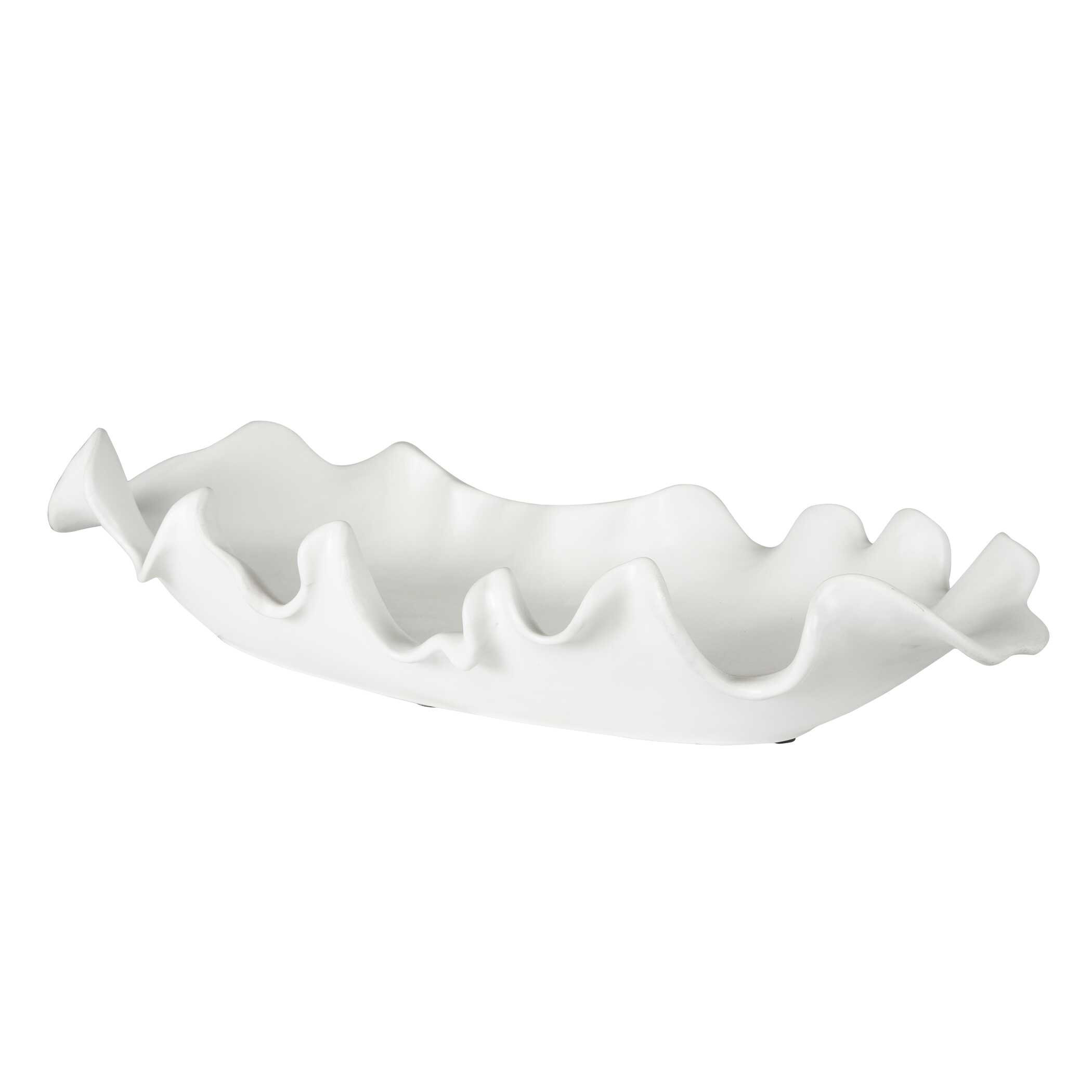 Ruffled Feathers Modern White Bowl, Decorative by Uttermost, 24" width x 4" height x 9.84" depth View 4