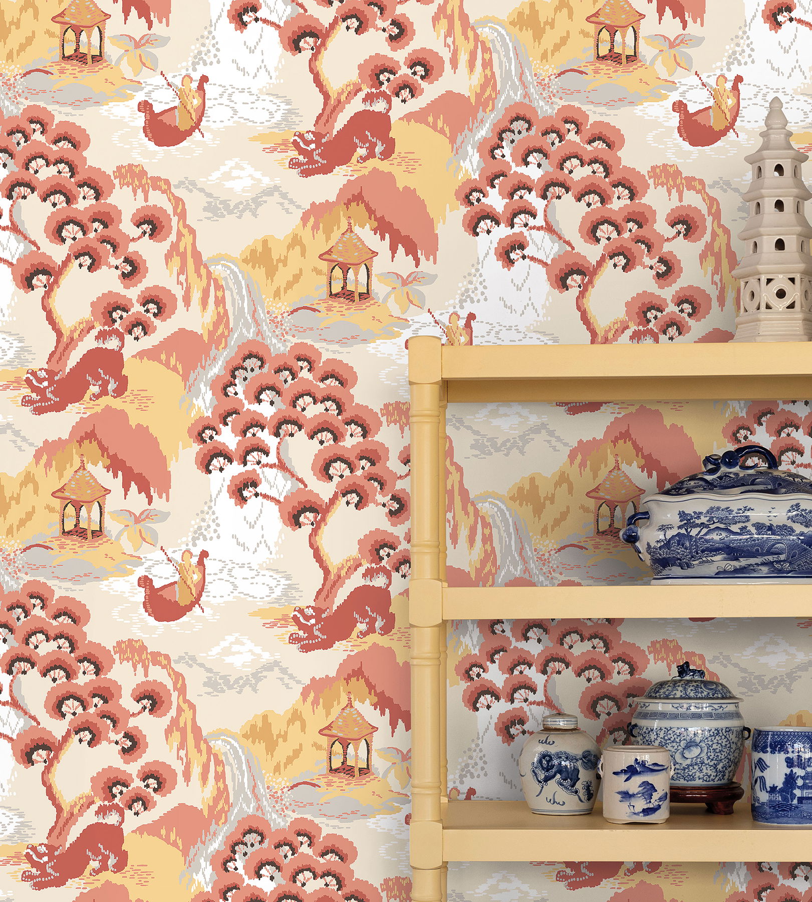 Old Peking Pink Lemonade Peel & Stick Wallpaper large image 