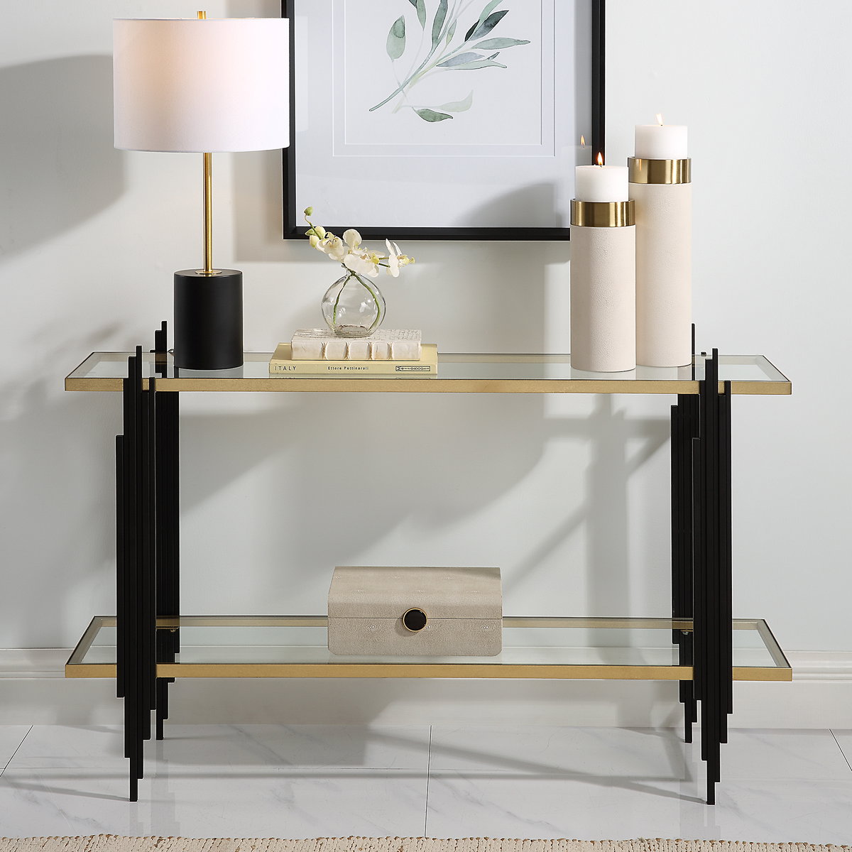 Empire Cityscape Console Table, Furniture by Uttermost, 52" width x 33.87" height x 13" depth View 2