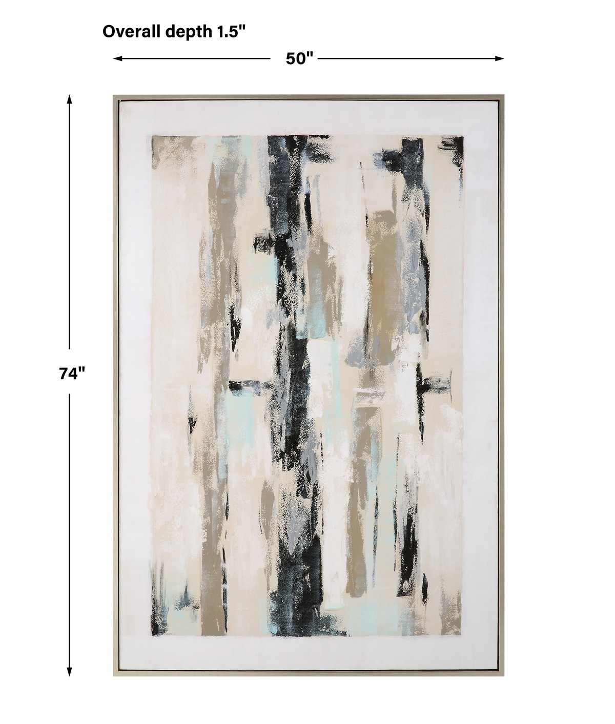 Placidity Hand Painted Abstract Art, by Uttermost, 50" width x 74" height x 1.5" depth View 3