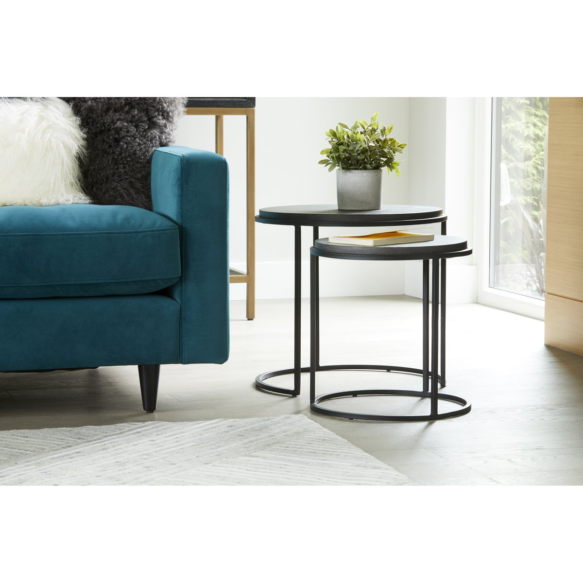 Roost Nesting Tables Black Set Of 2, Side & End Table by Moe's Home, 19.75" width x 18.25" height x 19.75" depth View 8
