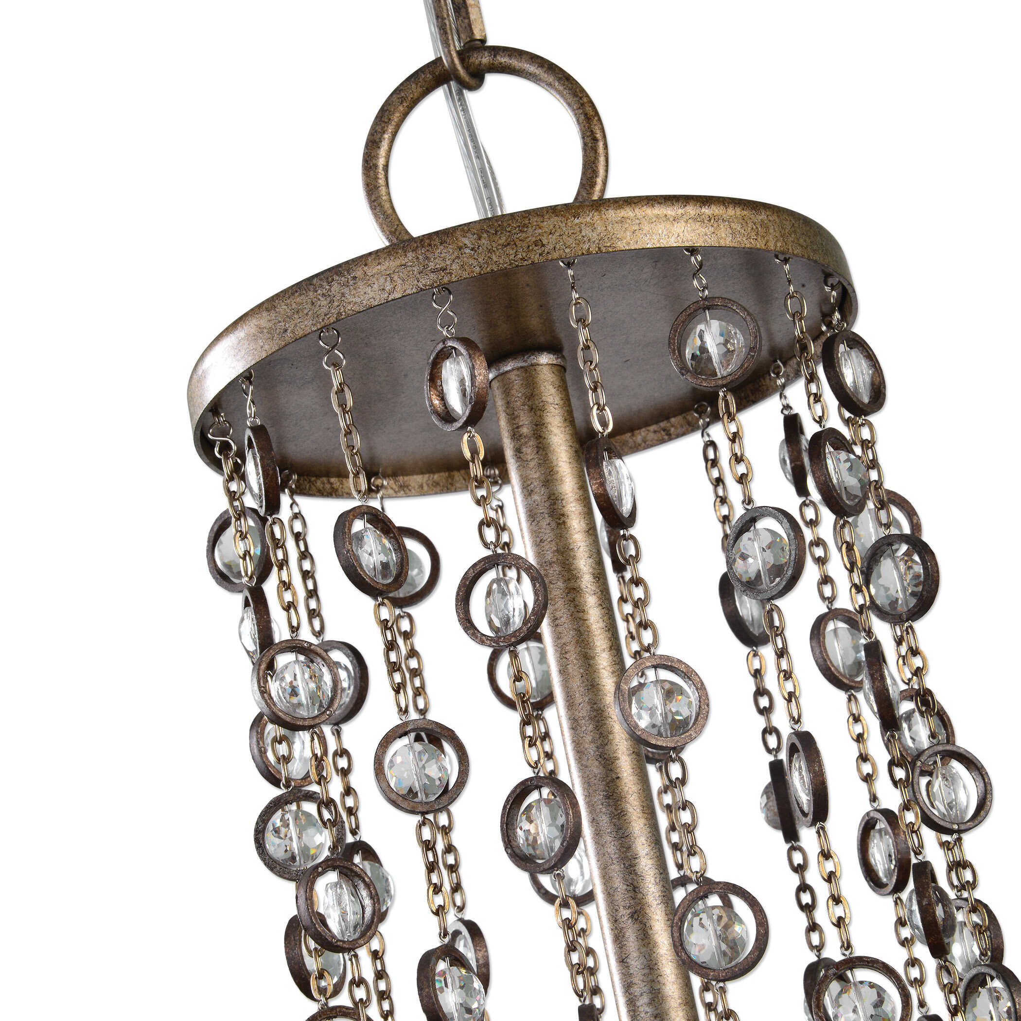 Valka 6 Light Crystal Chandelier, Ceiling Light by Uttermost, 19.25" width x 33.5" height x 19.25" diameter View 5