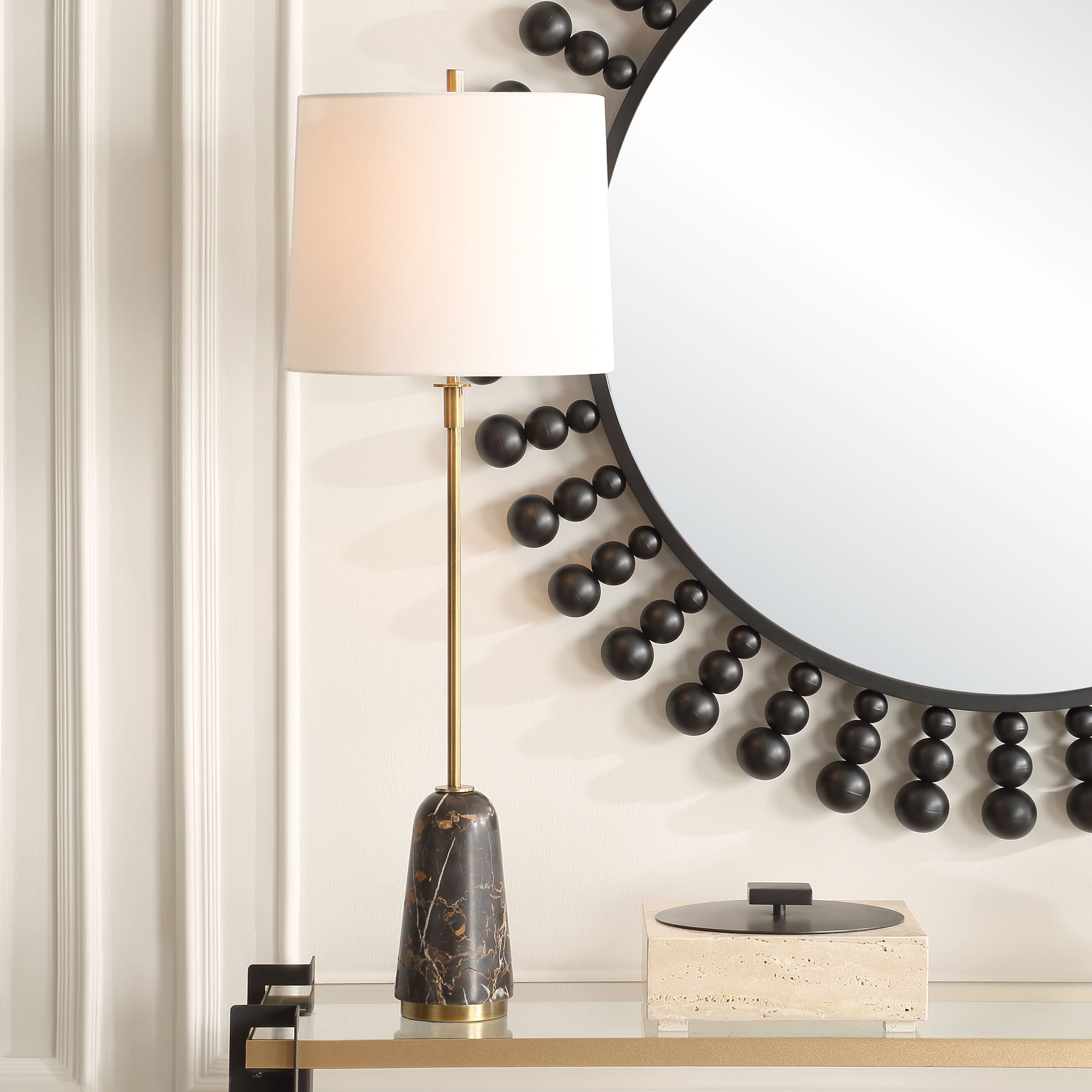 Jenson Black Marble Buffet Lamp large image 