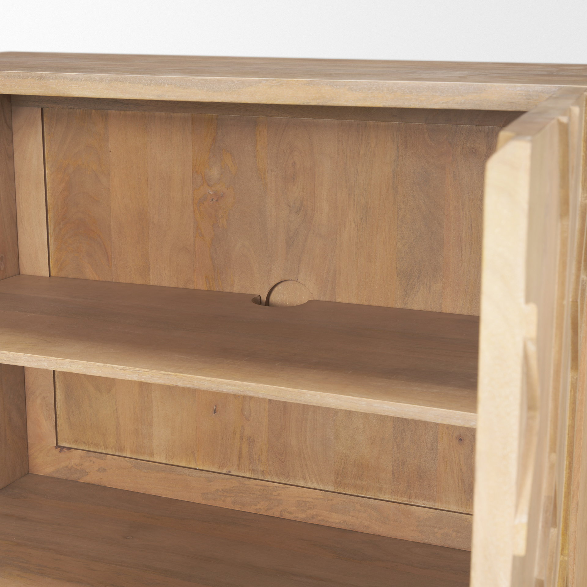 Heera Light Brown Diamond Motif with Shelf Accent Cabinet, Cabinets & Chest by Mercana, 36" length x 16.25" width x 32" height View 12