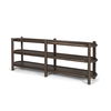 Romi Dark Brown Wood with 3 Shelves Oval Console Table, by Mercana, 80" length x 19" width x 30" height thumbnail 1