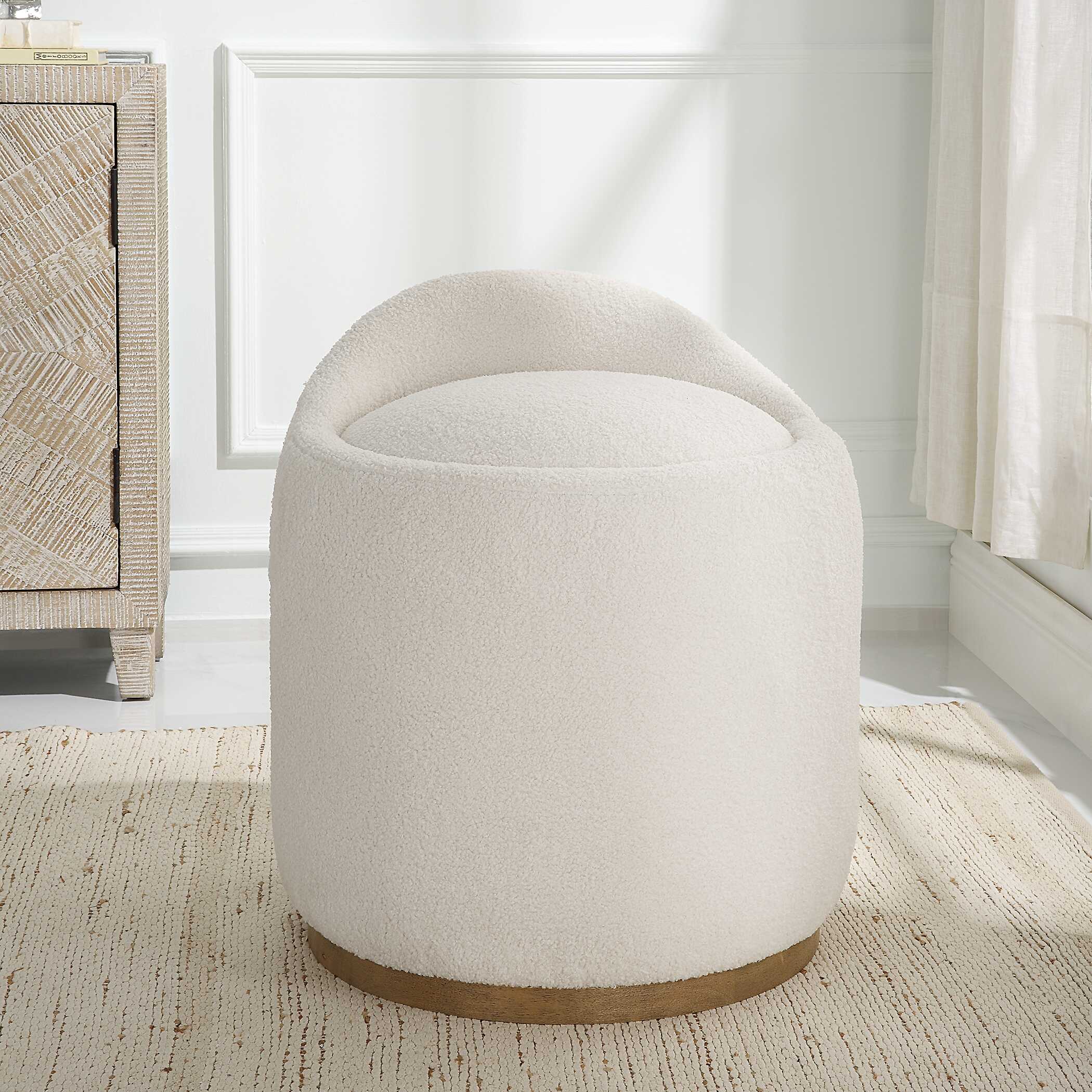 Swirl Swivel Sheepskin Ottoman, Furniture by Uttermost, 21" width x 24" height x 21" depth View 4