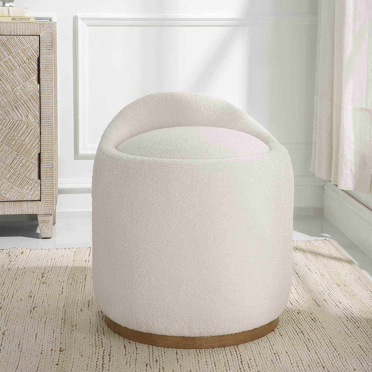 Swirl Swivel Sheepskin Ottoman, by Uttermost, 21" width x 24" height x 21" depth View 4