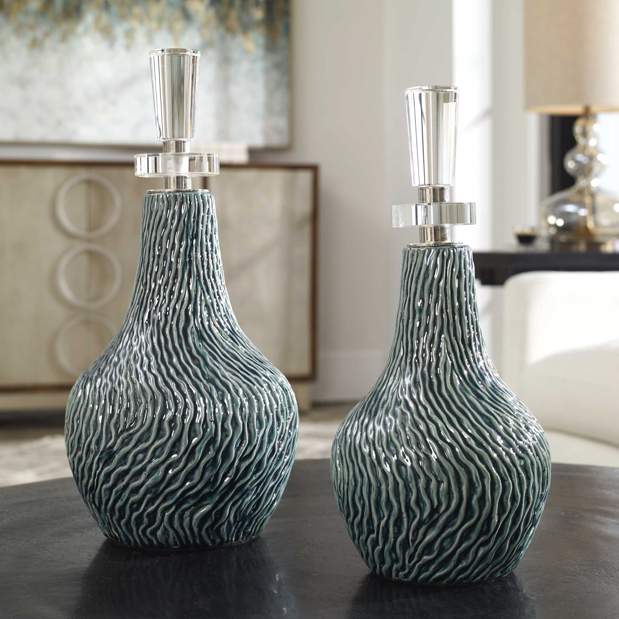 Almera Dark Teal Bottles Set/2 large image 