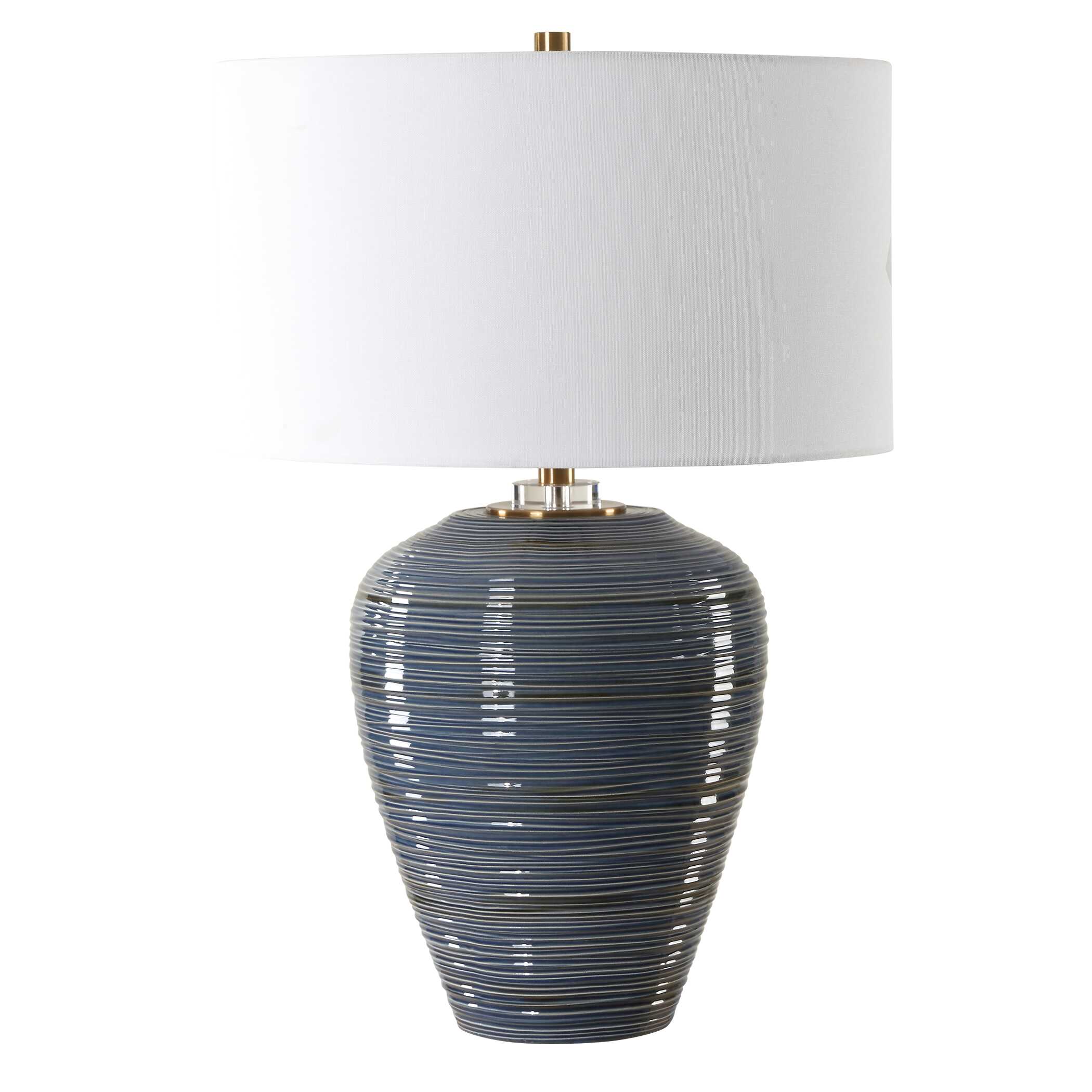 Moher Glossy Blue Table Lamp, by Uttermost, 18" width x 26" height x 18" depth View 5