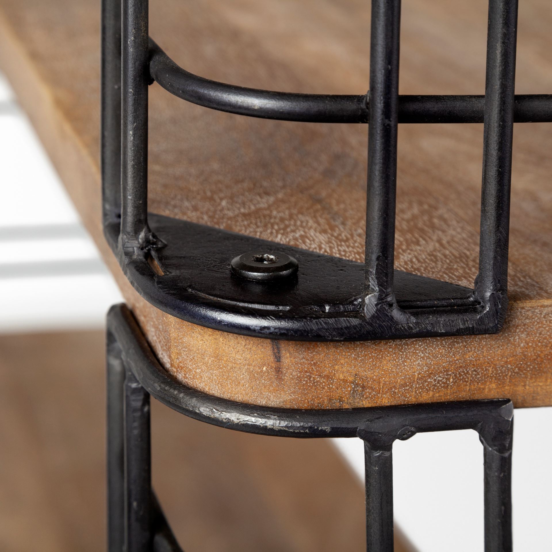 Bradie I 40L x 12W x 79H Brown Wood and Metal Frame Six Shelf Shelving Unit, Shelving & Bookcase by Mercana, 39.5" length x 11.5" width x 79" height View 3