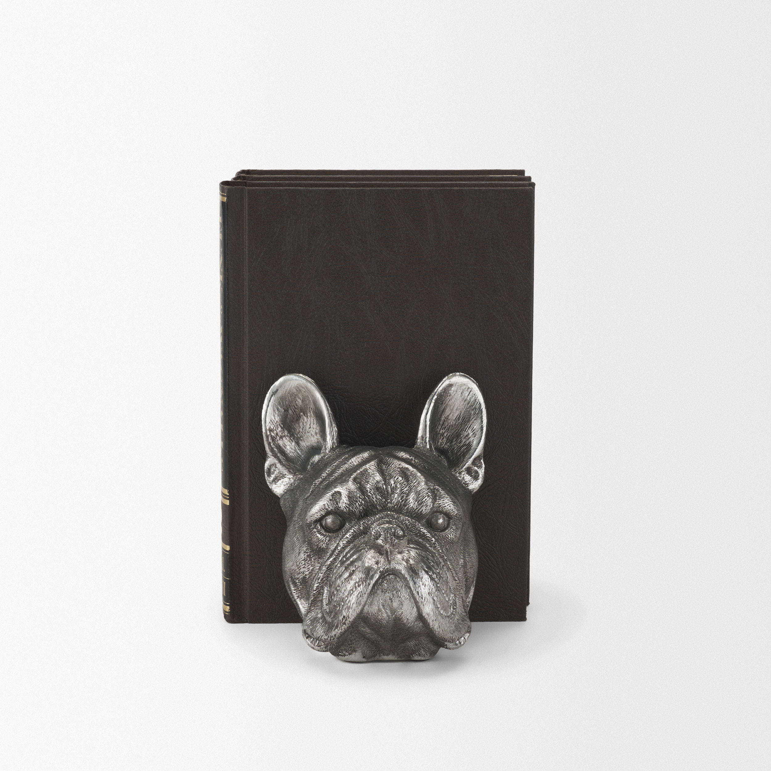 Bruno (Set of 2) 5L x 5W Silver American Bulldog Bookends, by Mercana, 4.84" length x 4.72" width x 5.51" height View 5
