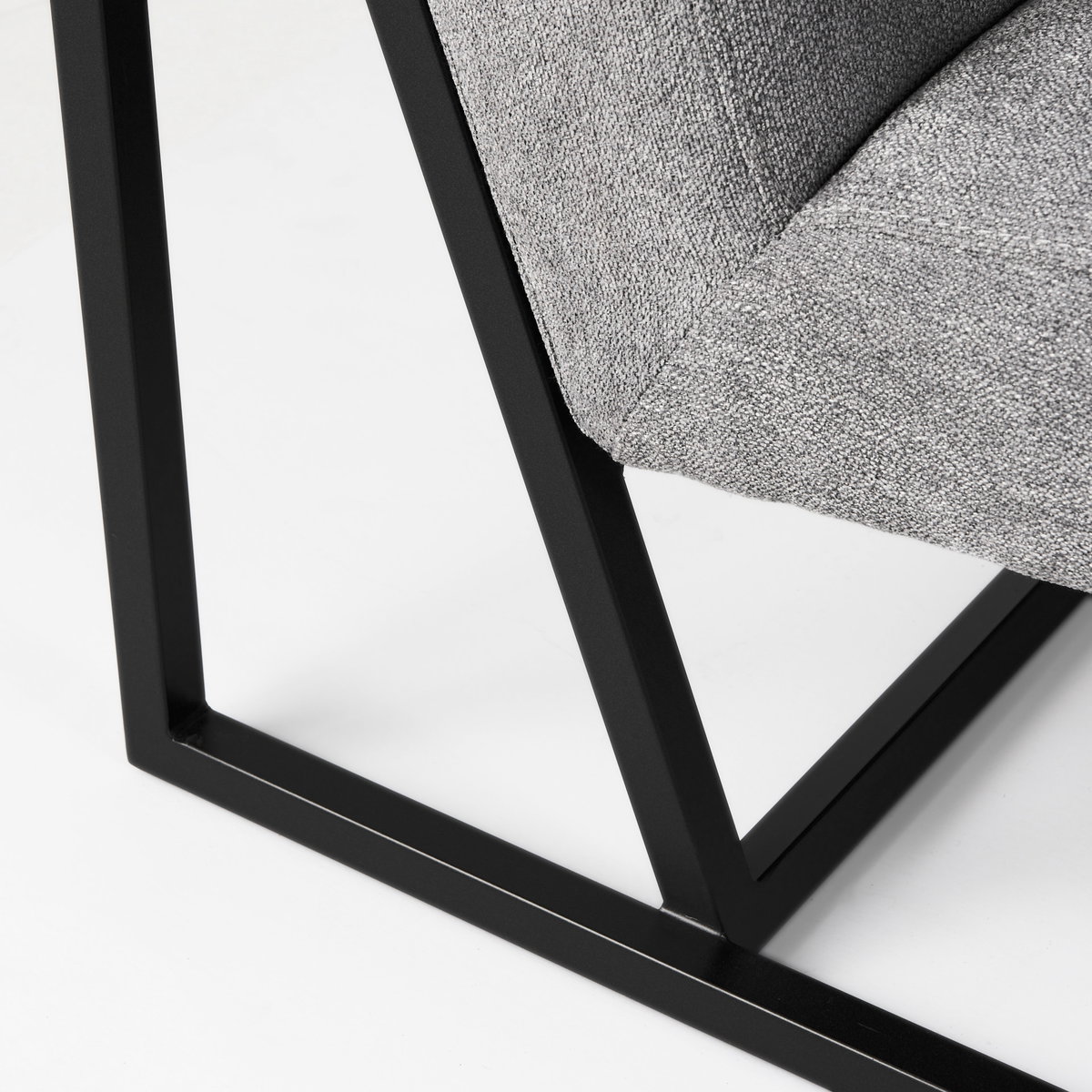 Armelle Gray Fabric Seat with Black Metal Frame Accent Chair, by Mercana, 28.35" length x 33.07" width x 29.92" height View 11