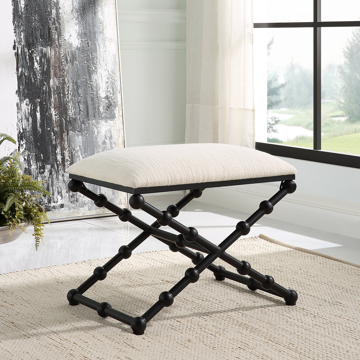 Iron Drops Small Bench, Benche by Uttermost, 24" width x 19.5" height x 16" depth View 2